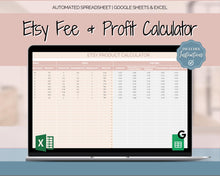 Load image into Gallery viewer, Etsy Fee and Profit Calculator | Pricing Spreadsheet for Small Business &amp; Etsy Sellers | Brown
