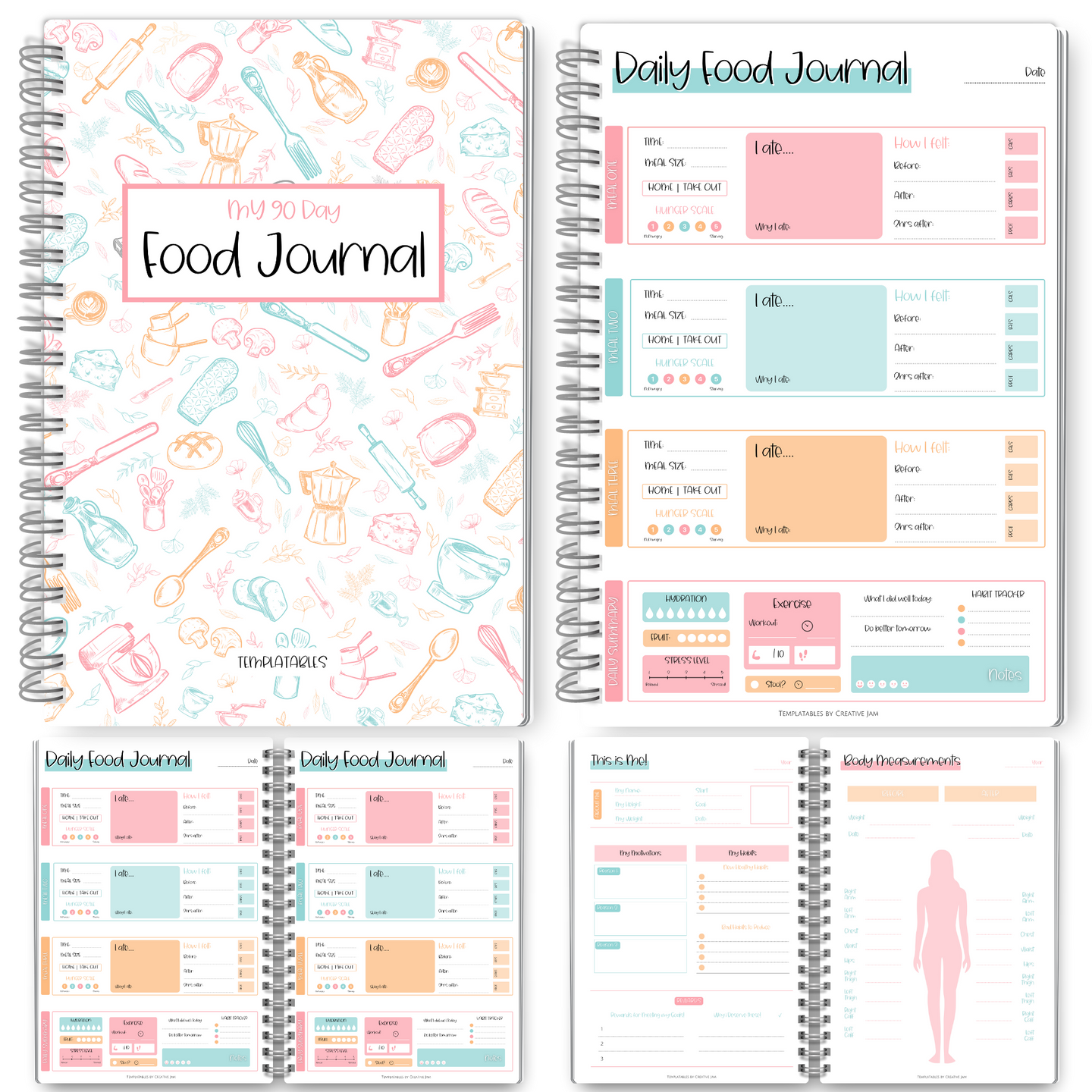 My 90 Day Food Journal: Daily Food Journal, 90 Day Meal Tracker & Planner, Fitness Diet Wellness Planner, Habit Tracker, Weight Loss Tracker, Nutrition Log, Daily Food Diary | A5 Colorful Sky