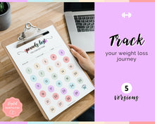 Load image into Gallery viewer, Pounds Lost Tracker Bundle - 10 20, 30, 50, 100 lbs Printable Weight Loss Printables | Swash Rainbow
