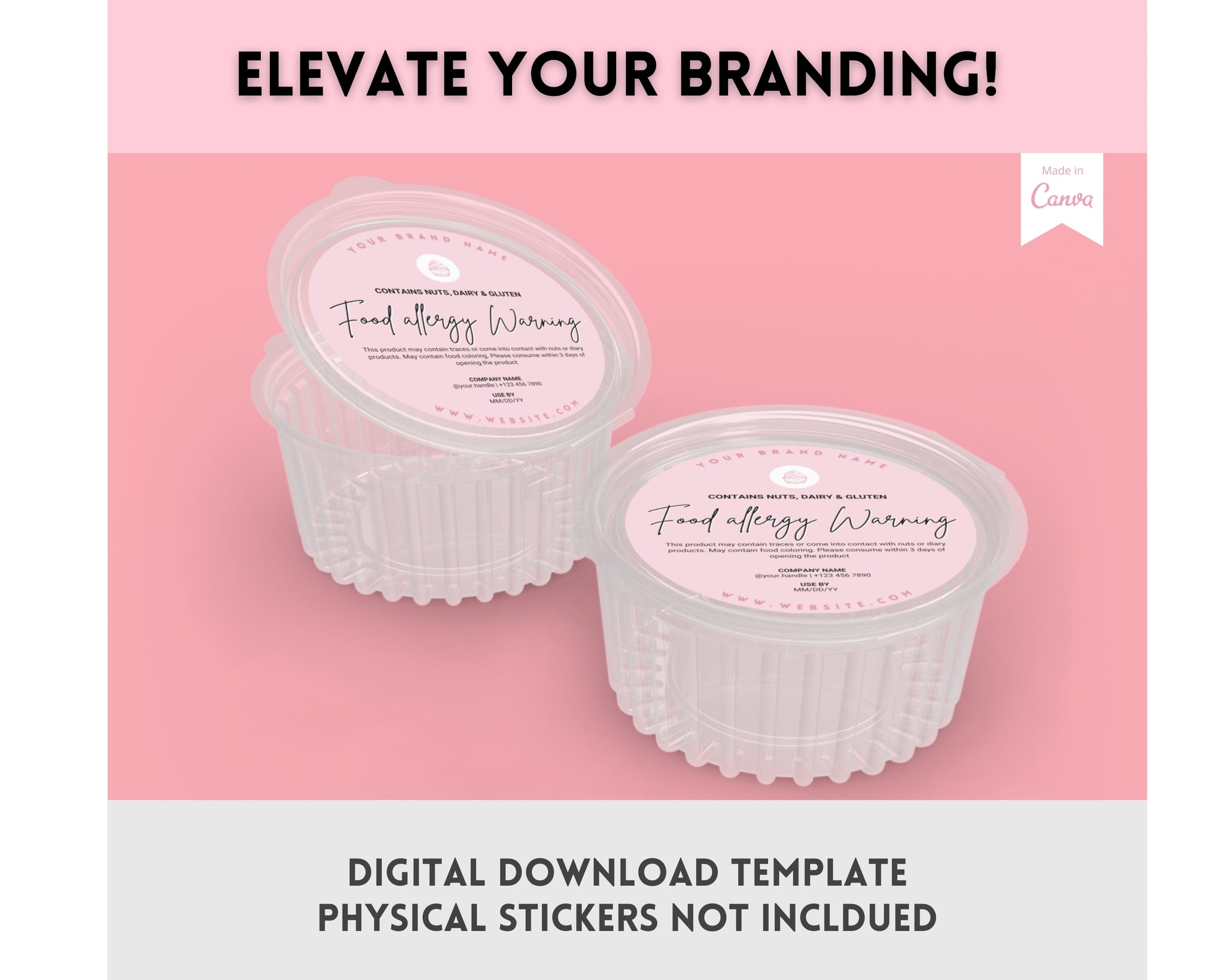 EDITABLE Allergy Label Food Warning Template | Round