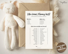 Load image into Gallery viewer, Who knows Mommy Best? Baby Shower Games Printable | Trivia Activity for Woodland, Boho, Neutral Theme Baby Showers

