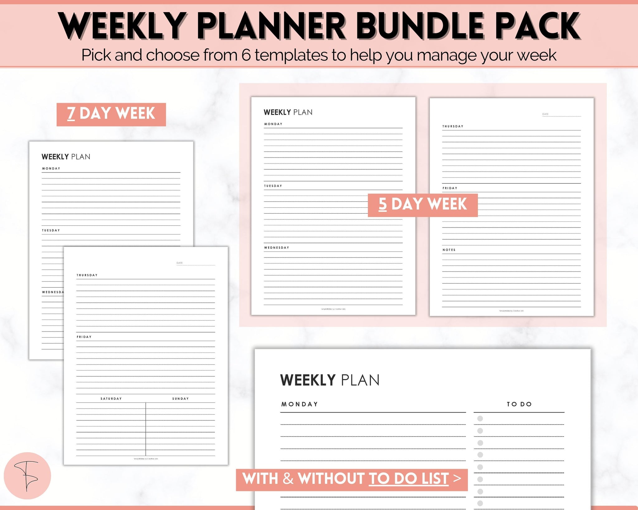 EDITABLE Weekly Planner Templates