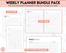 Load image into Gallery viewer, EDITABLE Weekly Planner 2 Page Templates | 2023 Weekly Schedule, To Do List Printable &amp; Habit Tracker templates | Mono
