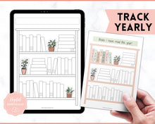 Load image into Gallery viewer, Bookshelf Reading Tracker Printable | Reading Journal, Book Review &amp; Tracker, Reading Planner &amp; Challenge | Sky

