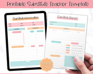 Substitute Teacher Note Template | Printable While You Were Out Substitute Teacher Binder | Colorful Sky