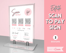 Load image into Gallery viewer, Scan to Pay Sign Shop Logo Editable Sign | QR Code Payment Sign for Small Businesses | Brit Pink
