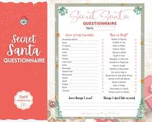 Load image into Gallery viewer, Secret Santa Questionnaire Printable | Holiday Gift Exchange for Work, Family and Friends | Red Style 2
