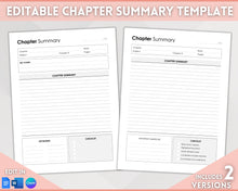 Load image into Gallery viewer, Chapter Summary Template | EDITABLE Essay Study Guide &amp; Textbook Outline Review for Students | Minimalist
