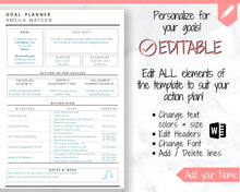 Load image into Gallery viewer, EDITABLE 2023 Goal Planner Printable | 2023 New Year Goals Insert, Habit Tracker, Monthly Goal Setting Planner
