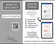 Load image into Gallery viewer, 140+ eBook Template Canva, Workbook, Worksheets &amp; Lead Magnet for Coaches, Bloggers. Opt In, Charts, Checklists, Planners, Webinar, Challenges | Brit Mono
