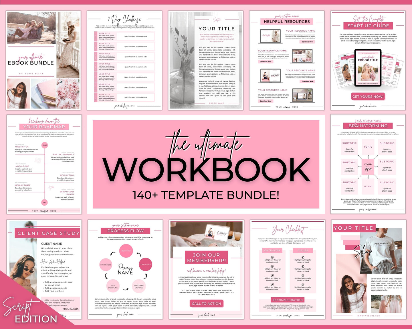 140+ eBook Template Canva, Workbook, Worksheets & Lead Magnet for Coaches, Bloggers. Opt In, Charts, Checklists, Planners, Webinar, Challenges | Brit Pink