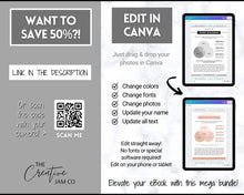 Load image into Gallery viewer, 140+ eBook Template Canva, Workbook, Worksheets &amp; Lead Magnet for Coaches, Bloggers. Opt In, Charts, Checklists, Planners, Webinar, Challenges | Lovelo Mono
