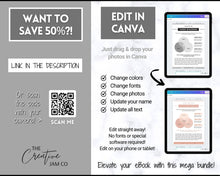 Load image into Gallery viewer, 140+ eBook Template Canva, Workbook, Worksheets &amp; Lead Magnet for Coaches, Bloggers. Opt In, Charts, Checklists, Planners, Webinar, Challenges | Lovelo Mono
