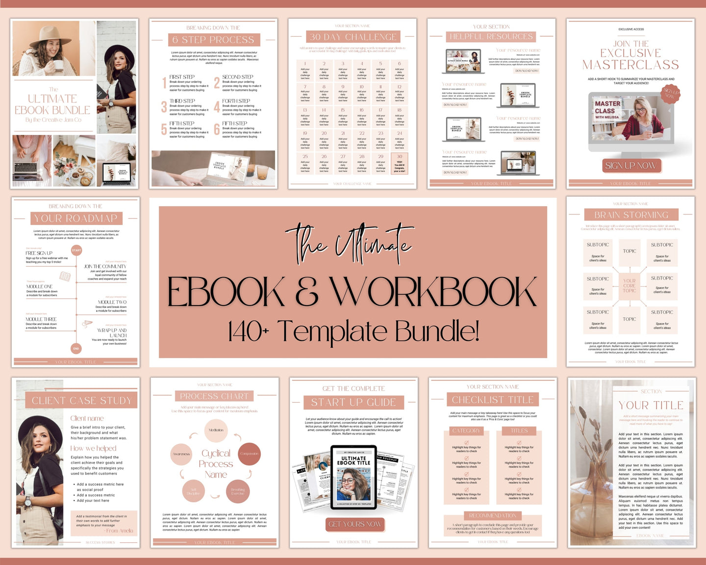 140+ eBook Template Canva, Workbook, Worksheets & Lead Magnet for Coaches, Bloggers. Opt In, Charts, Checklists, Planners, Webinar, Challenges | Natural Brown