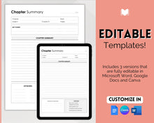 Load image into Gallery viewer, Chapter Summary Template | EDITABLE Essay Study Guide &amp; Textbook Outline Review for Students | Minimalist
