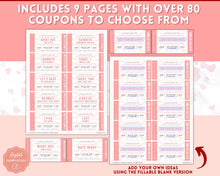 Load image into Gallery viewer, Editable Love Coupon Book for Valentines | Printable DIY Coupon Book for Him and Her | Personalized Valentines, Anniversary, Birthday Gift | Pink
