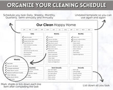 Load image into Gallery viewer, Editable &#39;Our Clean Happy Home&#39; Cleaning Schedule &amp; Housekeeping Checklist for House Chores | Mono
