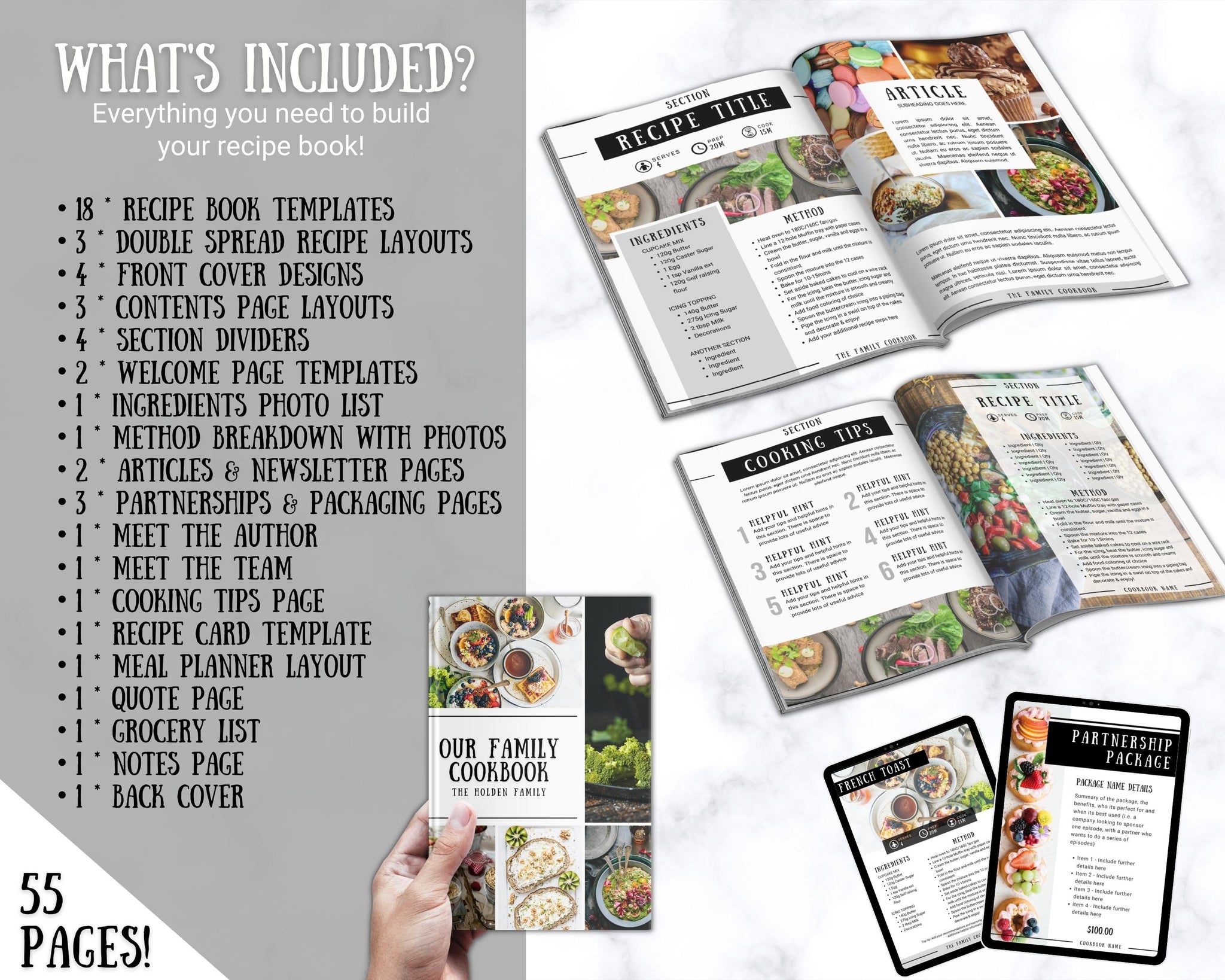 Cookbook Template Recipe Ebook Template Blank Cookbook Family