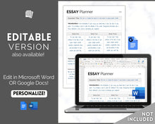 Load image into Gallery viewer, Essay Planner Printable BUNDLE for Students | Essay Writing Template for College Assignment, School, Homework &amp; Projects | Sky
