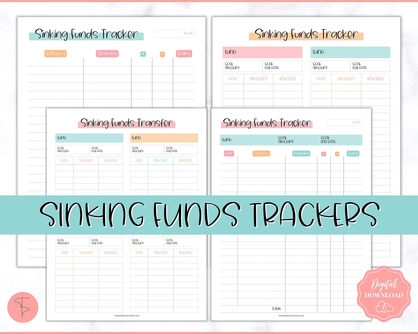 Sinking Funds Tracker BUNDLE | Printable Savings, Budget & Finance Trackers | Colorful Sky