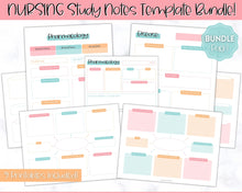Load image into Gallery viewer, Nurse Student Notes Study Guide Bundle | Concept Map, Disease Template, Pharmacology, Pathophysiology, Med Surg, Drug Card | Colorful Sky
