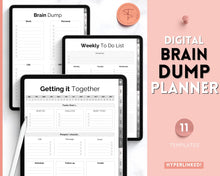 Load image into Gallery viewer, DIGITAL Brain Dump Planner | Goodnotes &amp; Notability To Do List, ADHD Daily Planner, Work Day Productivity | Mono
