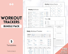 Load image into Gallery viewer, Workout Tracker BUNDLE | Fitness, Exercise &amp; Weight loss Planner | Mono
