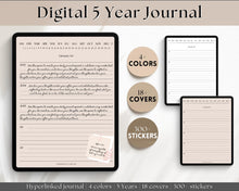 Load image into Gallery viewer, Digital 5 Year Journal | GoodNotes Hyperlinked 365 Day Digital Planner | iPad Diary | Bundle 1
