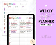 College Student Weekly Planner Schedule | Academic Class Organizer 2023 | Pastel Rainbow