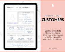 Load image into Gallery viewer, Target Audience Customer Market Template | Customer Avatar Market Research Worksheet, Ideal Client Buyer Persona Profile | Mono
