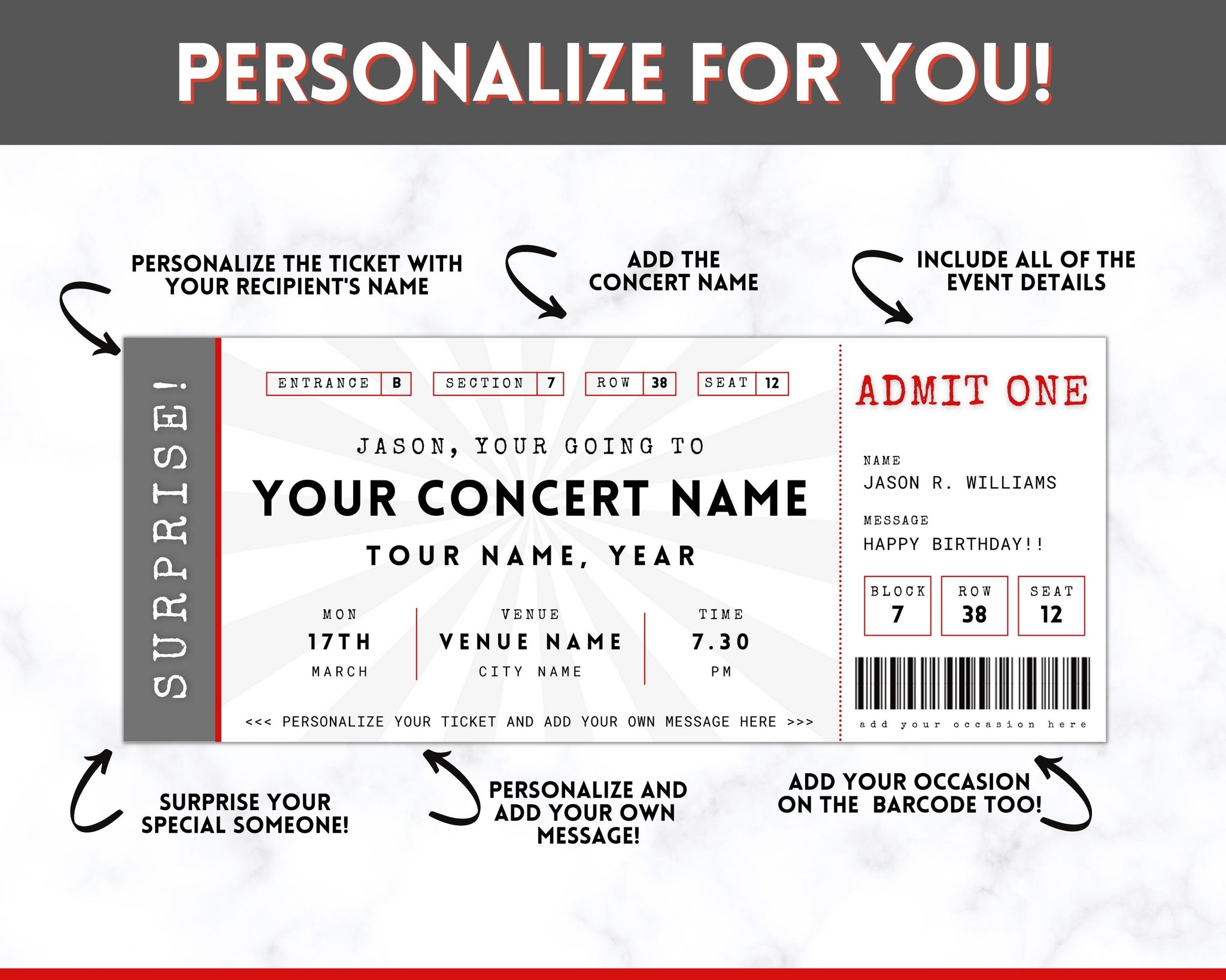 Table One Ticket Concert Ticket Template Free Download