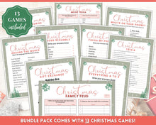 Load image into Gallery viewer, Holiday Party Games Bundle | 13 Fun Family Christmas Game Printables | Green
