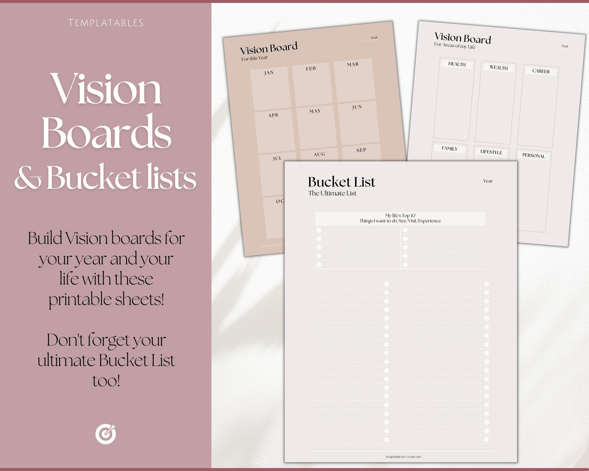 2023 Goal Planner BUNDLE | SMART Goal Setting Kit, Vision Board | Lux