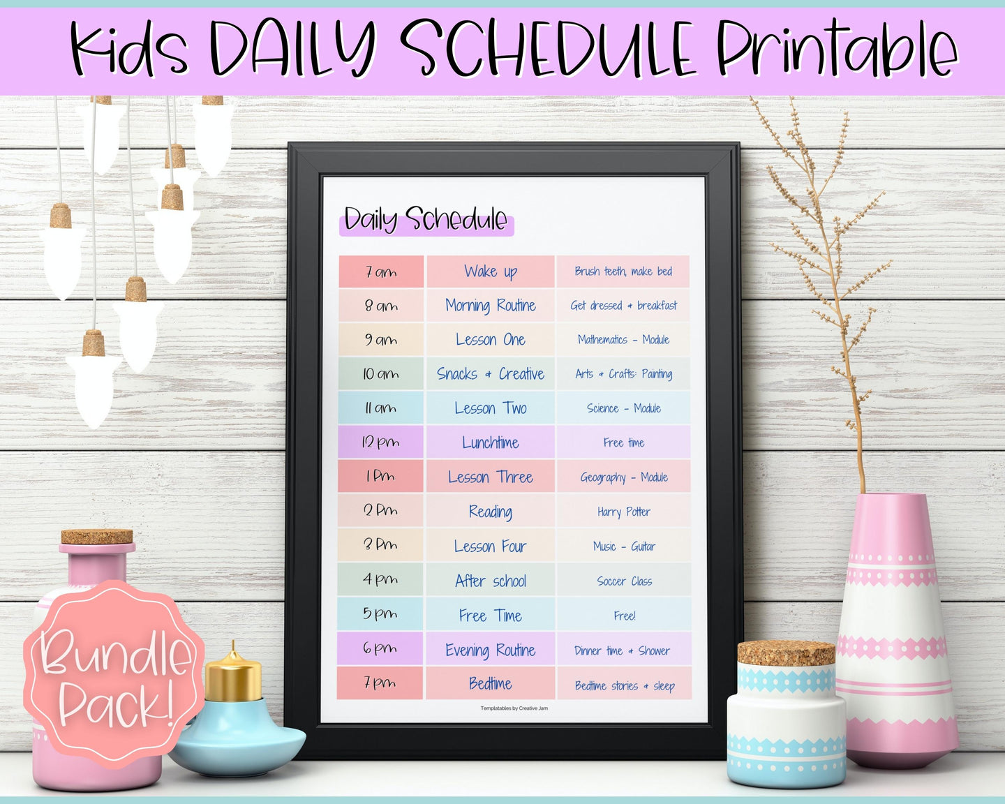 Homeschool Daily Schedule | Kids Daily Routine, Chore Chart, Nanny Schedule, Daily Checklist & Lesson Planner | Pastel Brit