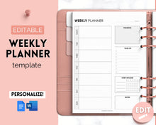 Load image into Gallery viewer, EDITABLE Weekly Planner 1 Page Templates | 2023 Weekly Schedule, To Do List Printable &amp; Habit Tracker templates | Mono
