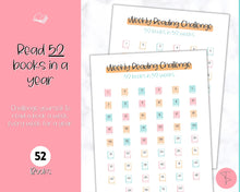 Load image into Gallery viewer, Book Reading Challenge BUNDLE | 52 Weeks, 100 Book Reading Log Printable Planner | Sky Colorful
