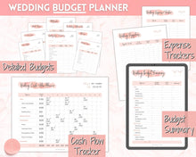 Load image into Gallery viewer, Wedding Planner Printable BUNDLE | Wedding Binder, Checklist, Budget, Wedding Day Schedule &amp; To Do List Planner Book | Pink Watercolor
