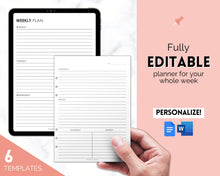 Load image into Gallery viewer, EDITABLE Weekly Planner 2 Page Templates | 2023 Weekly Schedule, To Do List Printable &amp; Habit Tracker templates | Mono

