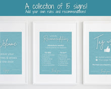 Load image into Gallery viewer, 15 Airbnb Posters! Editable Template Bundle, Wifi password Sign, Welcome Book, House Rules, Airbnb Host, Vacation Rental, Check Out Signage | Blue
