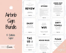 Load image into Gallery viewer, 15 Airbnb Posters! Editable Template Bundle, Wifi password Sign, Welcome Book, House Rules, Airbnb Host, Vacation Rental, Check Out Signage | Bold
