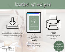 Load image into Gallery viewer, 15 Airbnb Posters! Editable Template Bundle, Wifi password Sign, Welcome Book, House Rules, Airbnb Host, Vacation Rental, Check Out Signage | Green
