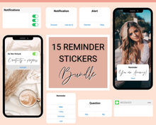 Load image into Gallery viewer, 15 Blank iPhone Reminder PNG Stickers, Instagram Story Stickers, IG Stories, iPhone Notifications, Engagement Booster, Instagram stickers
