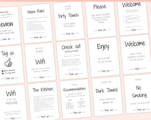 Load image into Gallery viewer, 15 VRBO Posters! Editable Template Bundle, Wifi password Sign, Welcome Book, House Rules, Airbnb Host, Vacation Rental, Check Out Signage | Google Docs / MS Word
