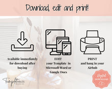 Load image into Gallery viewer, 15 VRBO Posters! Editable Template Bundle, Wifi password Sign, Welcome Book, House Rules, Airbnb Host, Vacation Rental, Check Out Signage | Google Docs / MS Word
