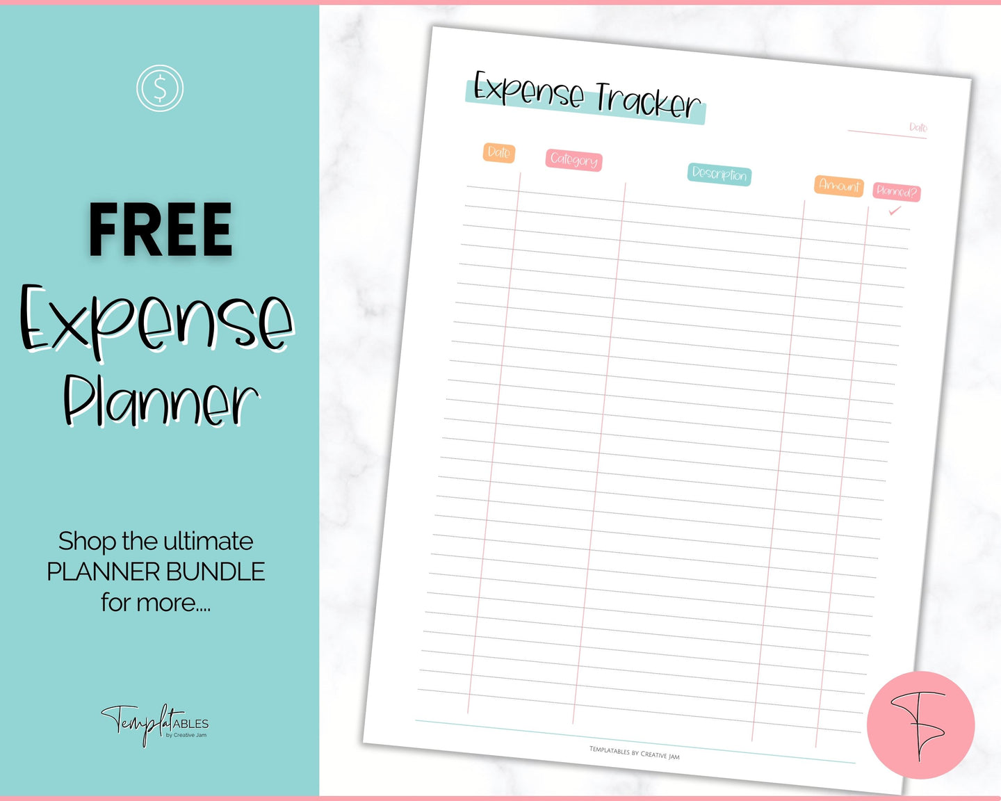 FREE - Expense Tracker Bundle | Income, Savings, Budget, Bill & Spending Tracker for Personal Finance | Colorful