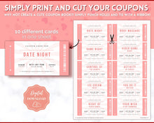 Load image into Gallery viewer, Editable Love Coupon Book for Valentines | Printable DIY Coupon Book for Him and Her | Personalized Valentines, Anniversary, Birthday Gift | Pink
