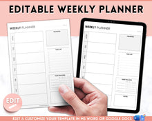 Load image into Gallery viewer, EDITABLE Weekly Planner 1 Page Templates | 2023 Weekly Schedule, To Do List Printable &amp; Habit Tracker templates | Mono
