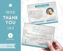Load image into Gallery viewer, Airbnb Thank You Card for Hosts | Editable Comment Card | Blue
