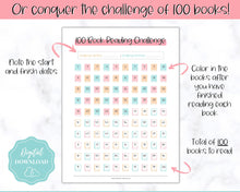 Load image into Gallery viewer, Book Reading Challenge BUNDLE | 52 Weeks, 100 Book Reading Log Printable Planner | Sky Colorful
