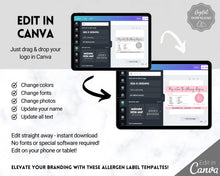 Load image into Gallery viewer, EDITABLE Food Allergy Label Template | Allergy Information Stickers, Allergen Cake Food Warning Label | Rectangle
